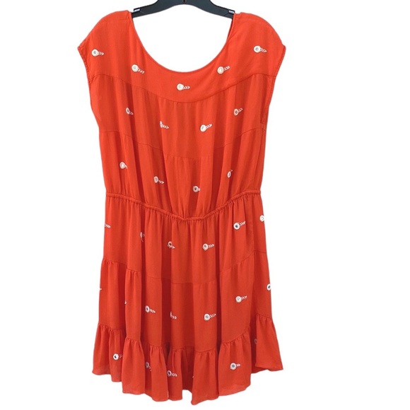 Anthropologie Womens size 6 Espejo Leifnotes Orange mirror embroidered Dress👇🏼 - Picture 3 of 11